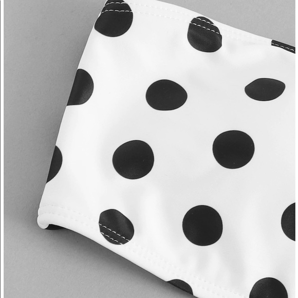 Polka Dot Bandeau Tie Side High Waist Bikini - Picture 3 of 7